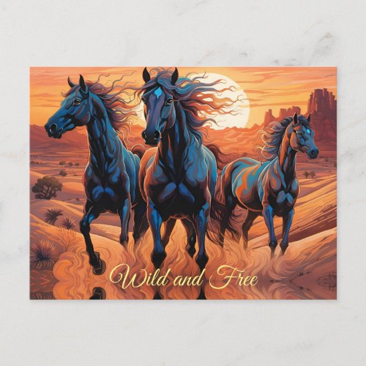 Trio van wilde paarden in de woestijn briefkaart (Voorkant)