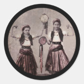 Trio zigeunerkinderen ronde sticker (Voorkant)
