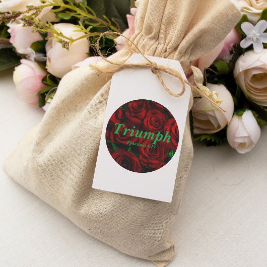 Triomf Efeziërs 6:13 Verse Elegante Rode Rozen Ronde Sticker