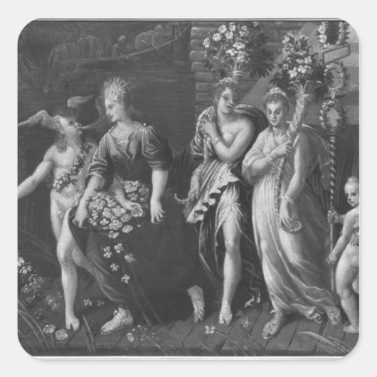 Triomf van de lente vierkante sticker (Voorkant)