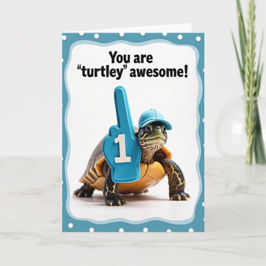 Triomfantelijke Turtle Vaderdag Kaart (Voorkant)