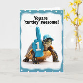 Triomfantelijke Turtle Vaderdag Kaart (Gele Bloem)