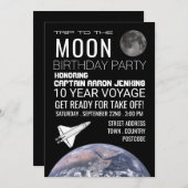 Trip naar de maan, Space Shuttle Birthday Party Kaart (Voorkant / Achterkant)