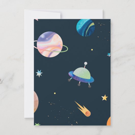 Trip om de zon | Buitenruimtentuin Birthday Kaart (Achterkant)