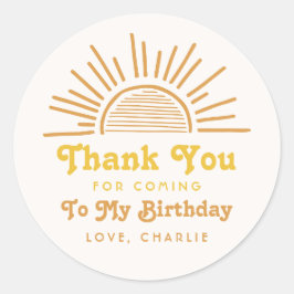 Trip om de zon | Zon Dank u Ronde Sticker