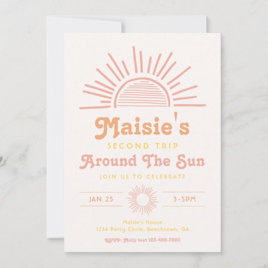 Trip om de zonuitnodiging | Boho Birthday Kaart (Voorkant)