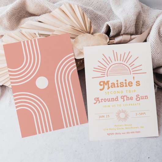 Trip om de zonuitnodiging | Boho Birthday Kaart