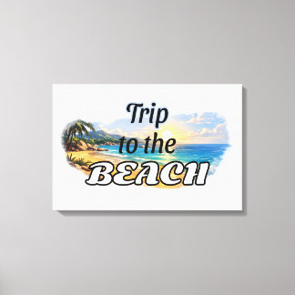 Trip to the Beach Tropical Sunset Escape Design Canvas Afdruk