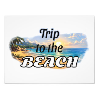Trip to the Beach Tropical Sunset Escape Design Foto Afdruk