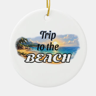 Trip to the Beach Tropical Sunset Escape Design Keramisch Ornament