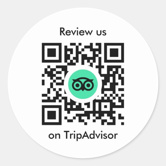 Tripadviseur-Reviewen | QR-code zakelijke Review Ronde Sticker (Voorkant)