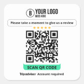 Tripadvisor Beoordelingen QR Code Beoordeel Bedrij Vierkante Sticker (Voorkant)