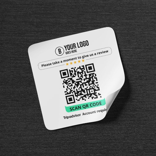 Tripadvisor Beoordelingen QR Code Beoordeel Bedrij Vierkante Sticker
