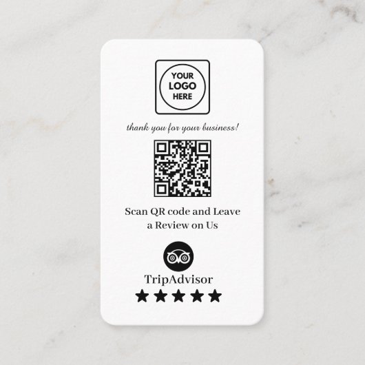TripAdvisor QR | Aangepaste zakelijke feedbacklink Visitekaartje (Voorkant)