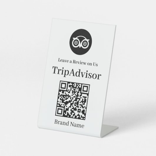 Tripadvisor QR-code | Aangepaste bedrijfsbeoordeli Reclamebord Met Voetstuk (Voorkant)