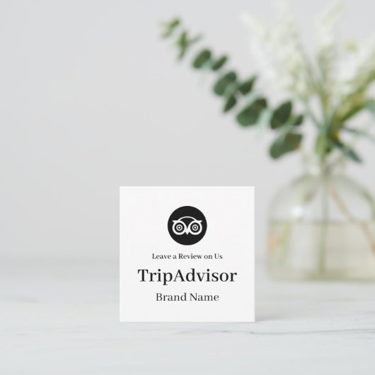 TripAdvisor QR | Custom Business Feedback Link Vierkante Visitekaartje (Staand voorkant)
