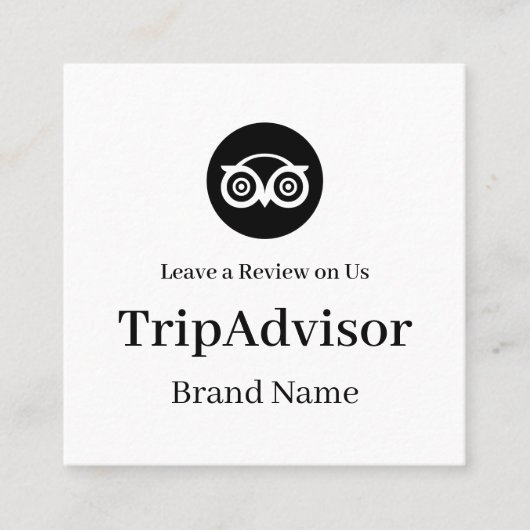 TripAdvisor QR | Custom Business Feedback Link Vierkante Visitekaartje (Voorkant)
