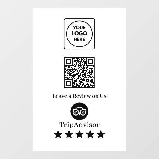 Tripadvisor QR | Zakelijk beoordelingsdisplaybord Raamsticker (Vel)