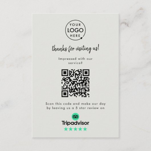 TripAdvisor Rating Link | QR-code grijze zaken Informatiekaartje (Voorkant)