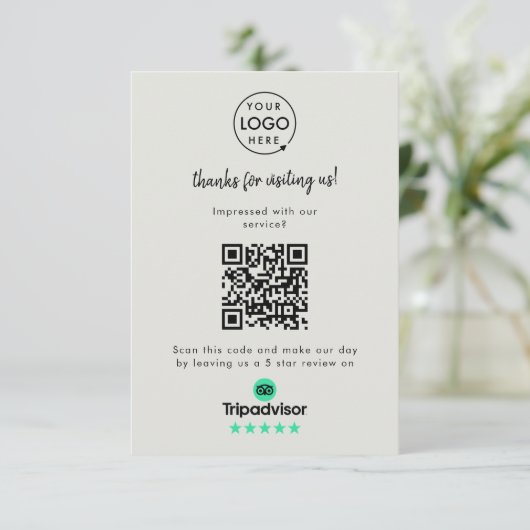 TripAdvisor Rating Link | QR-code grijze zaken Informatiekaartje (Staand voorkant)