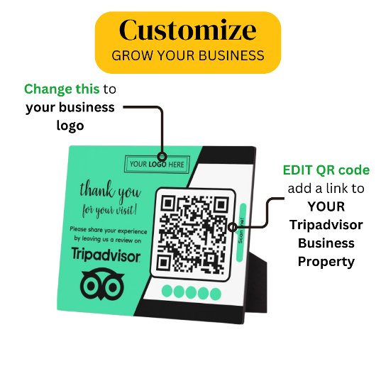 TripAdvisor Review Aanvraag met Logo en QR Code Fotoplaat