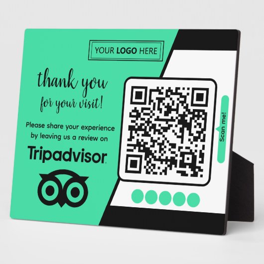 TripAdvisor Review Aanvraag met Logo en QR Code Fotoplaat (Zijkant)