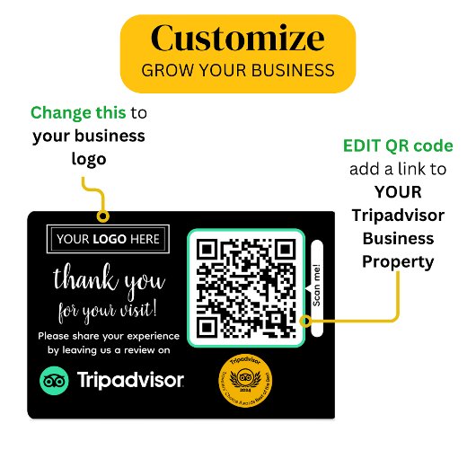 TripAdvisor Review Aanvraag met Logo en QR Code Raamsticker