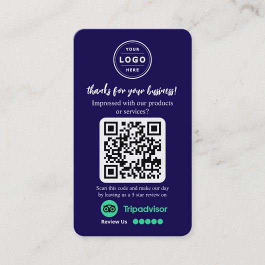 TripAdvisor Review Aanvraag met Logo en QR Code Visitekaartje (Voorkant)