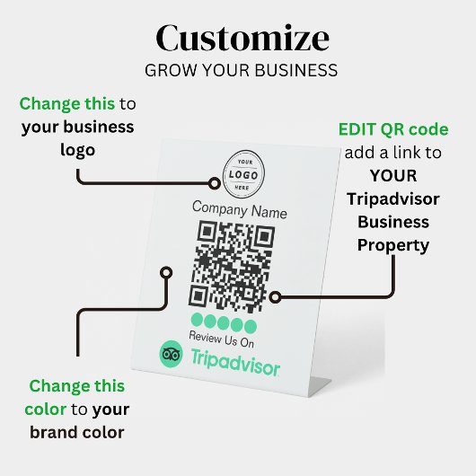 TripAdvisor Review aanvraag voetstuk met QR-code Reclamebord Met Voetstuk