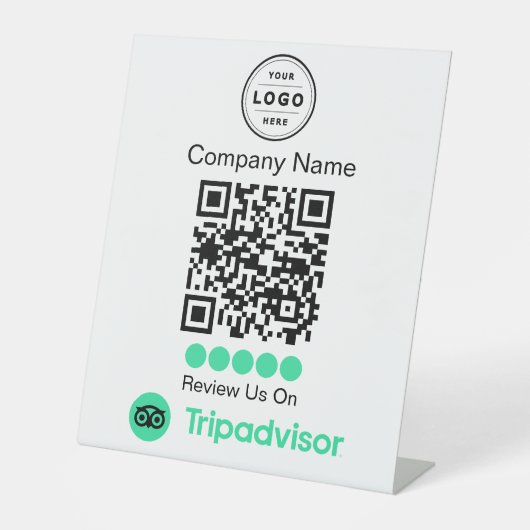 TripAdvisor Review aanvraag voetstuk met QR-code Reclamebord Met Voetstuk (Voorkant)