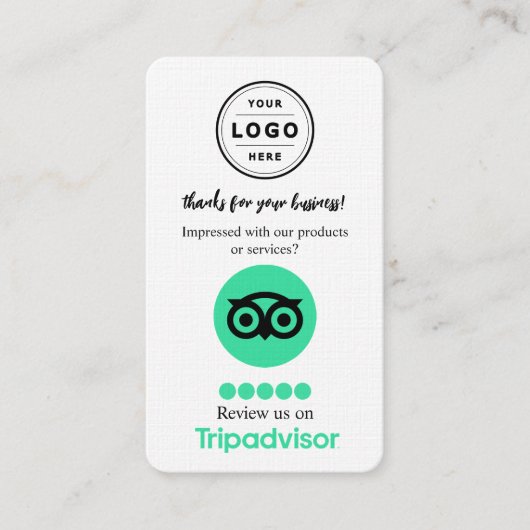 TripAdvisor Review Kaart aanvragen met QR-code Visitekaartje (Voorkant)