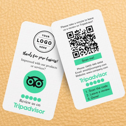 TripAdvisor Review Kaart aanvragen met QR-code Visitekaartje