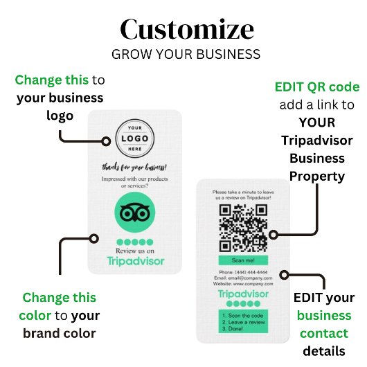 TripAdvisor Review Kaart aanvragen met QR-code Visitekaartje