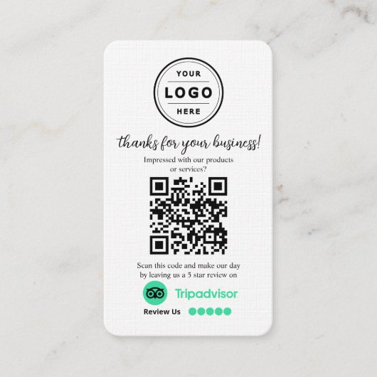 TripAdvisor Review Kaart aanvragen met QR-code Visitekaartje (Voorkant)