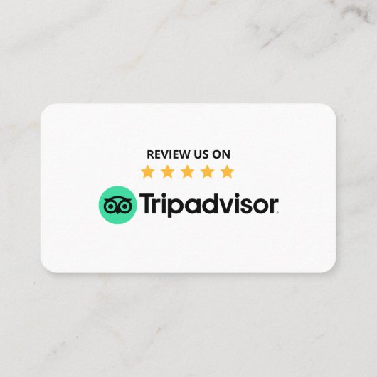 TripAdvisor Reviewen Beoordeel 5-sterrenscannable  Visitekaartje (Achterkant)