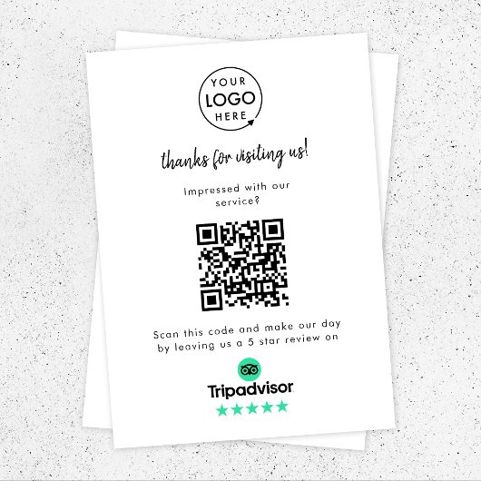 TripAdvisor-Reviewen | Business Review Link QR Cod Informatiekaartje