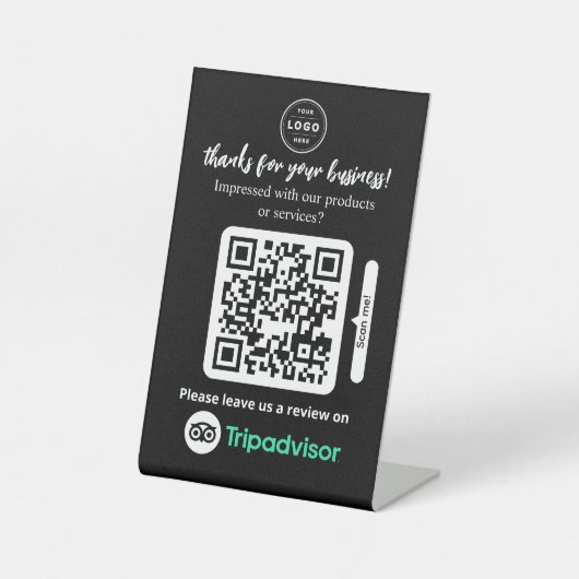 TripAdvisor-Reviewen | Business Review Link QR Cod Reclamebord Met Voetstuk (Voorkant)