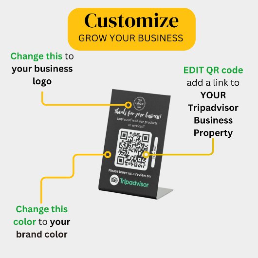 TripAdvisor-Reviewen | Business Review Link QR Cod Reclamebord Met Voetstuk