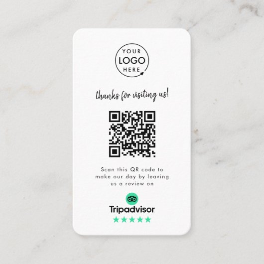 TripAdvisor-Reviewen | Business Review Link QR Cod Visitekaartje (Voorkant)