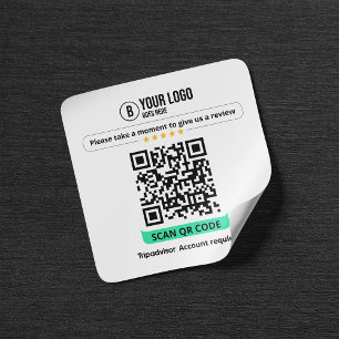 Tripadvisor Reviews QR-code beoordeel bedrijf 5 st Vierkante Sticker