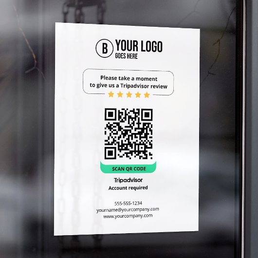 Tripadvisor Reviews QR Code Beoordeel uw bedrijf 5 Raamsticker