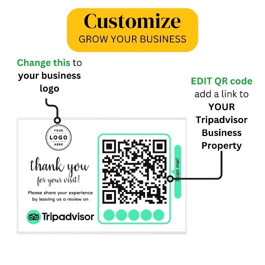 TripAdvisor Reviewverzoek met logo en QR-code Raamsticker