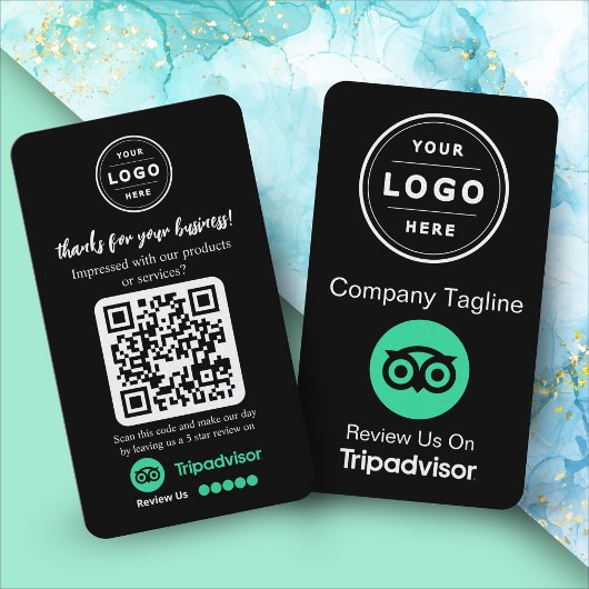 TripAdvisor Reviewverzoek met Logo en QR Code Visitekaartje