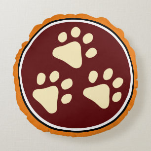 #Tripawds 3-paw Plush Pillow Rond Kussen