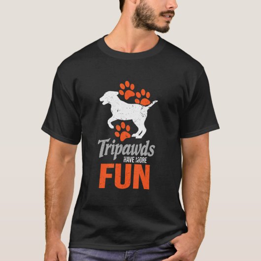 Tripawds hebben meer plezier schattige drie benen  t-shirt (Voorkant)