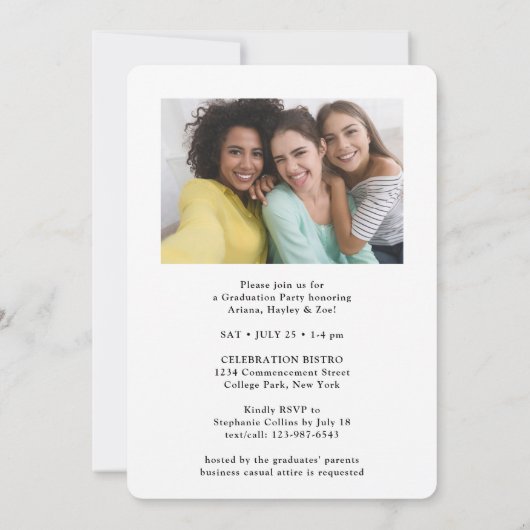 Triple Afstuderen 3 afgestudeerden foto collage ge Aankondiging (Achterkant)