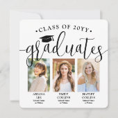 Triple Afstuderen 3 afgestudeerden foto collage ge Aankondiging (Voorkant)