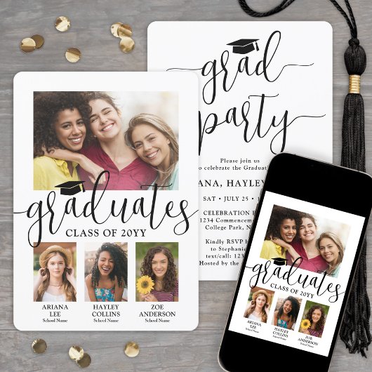 Triple Afstuderen 3 Afgestudeerden Foto's Joint Pa Kaart