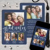 Triple Afstuderen Fotocollage Navy & White Joint Aankondiging