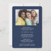 Triple Afstuderen Fotocollage Navy & White Joint Aankondiging (Achterkant)